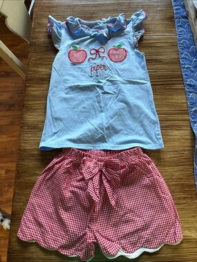 Cecil & Lou School Set with Red Gingham Shorts - Personalized 'piper' Design